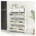 Shoe White Entryway Wooden Shoe Rack with 3 Drawers