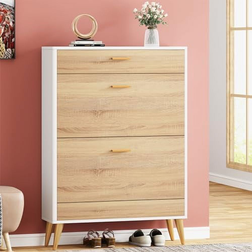 Shoe White Shoe with 2 Flip Doors and Drawer Narrow