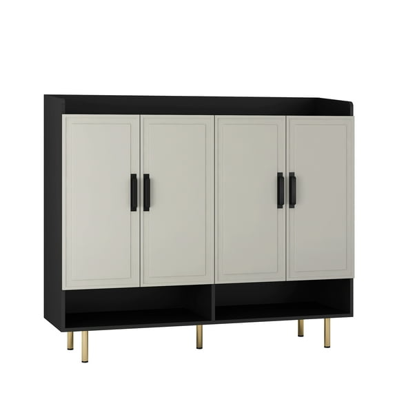 Shoe Cabinet With Doors, 5-Tier Storage Cabinet With Adjustable Shelves, Modern Storage Sideboard For Living Room Entryway Bedroom Kitchen