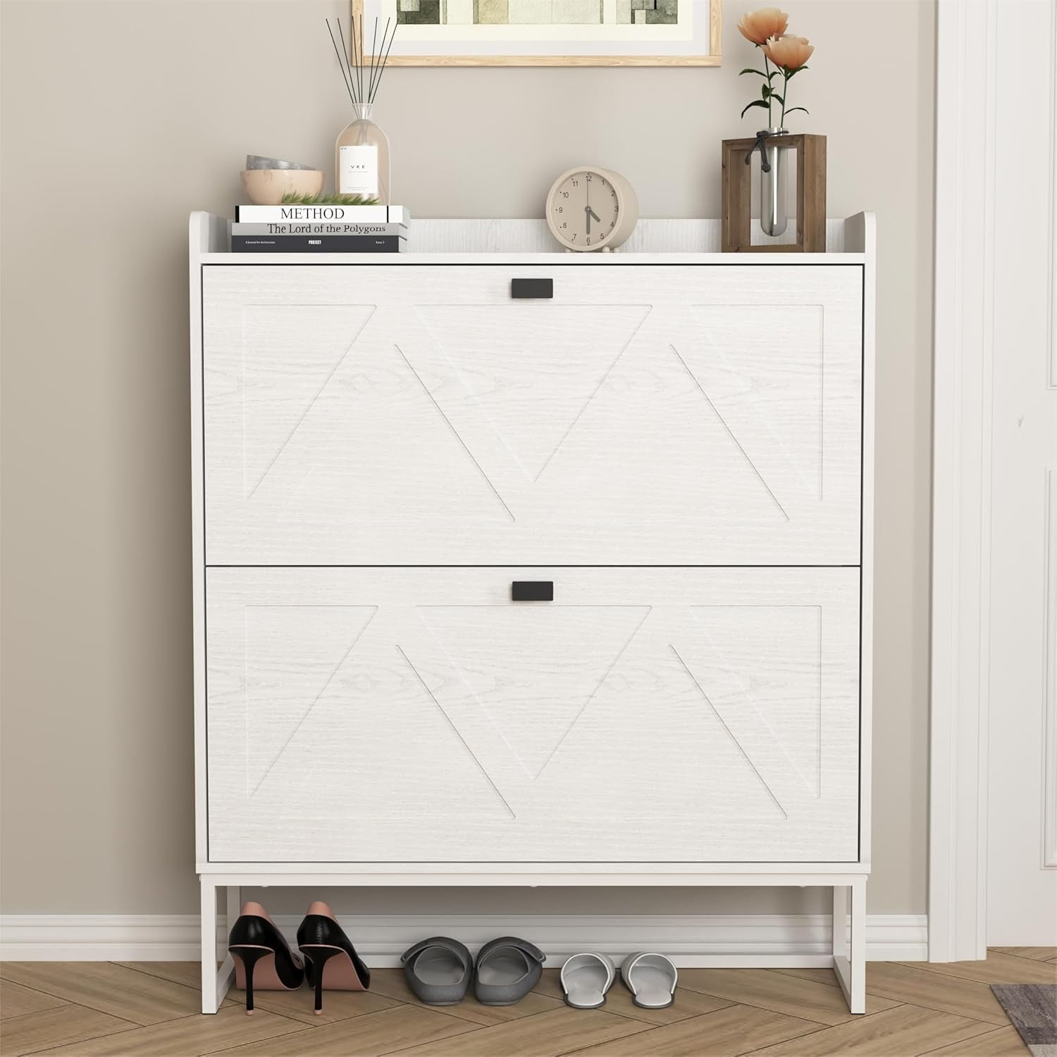 Shoe for Entryway Slim Hidden Shoe Storage with 2 Flip