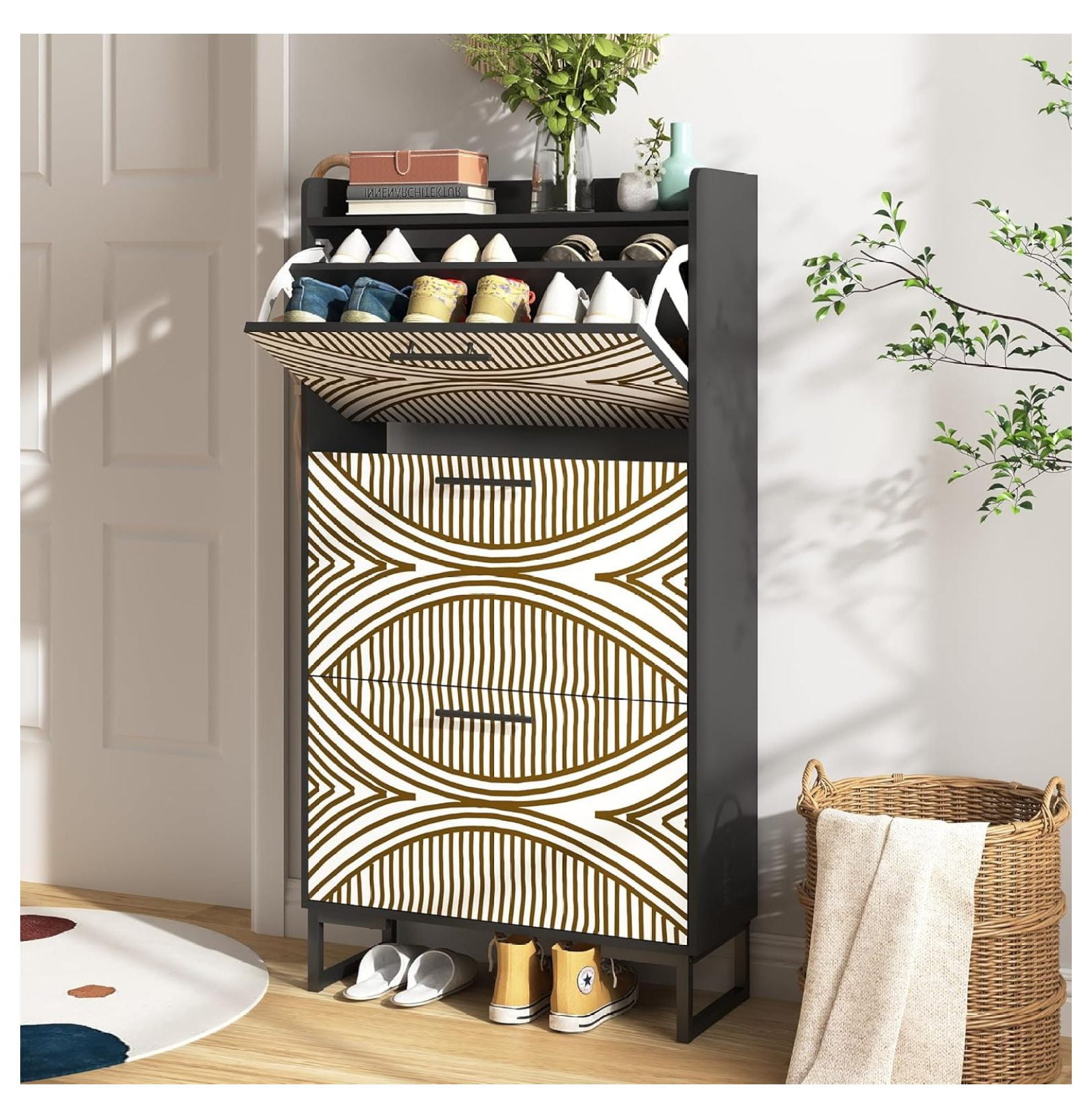 Shoe for Entryway,Slim Hidden Shoe Storage with 3