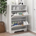 thumbnail image 1 of Shoe Cabinet for Entryway, Slim Shoe Storage Cabinet with 2 Flip Drawers and Open Shelf, 3-Tier Wooden Shoe Rack Cabinet, 1 of 7