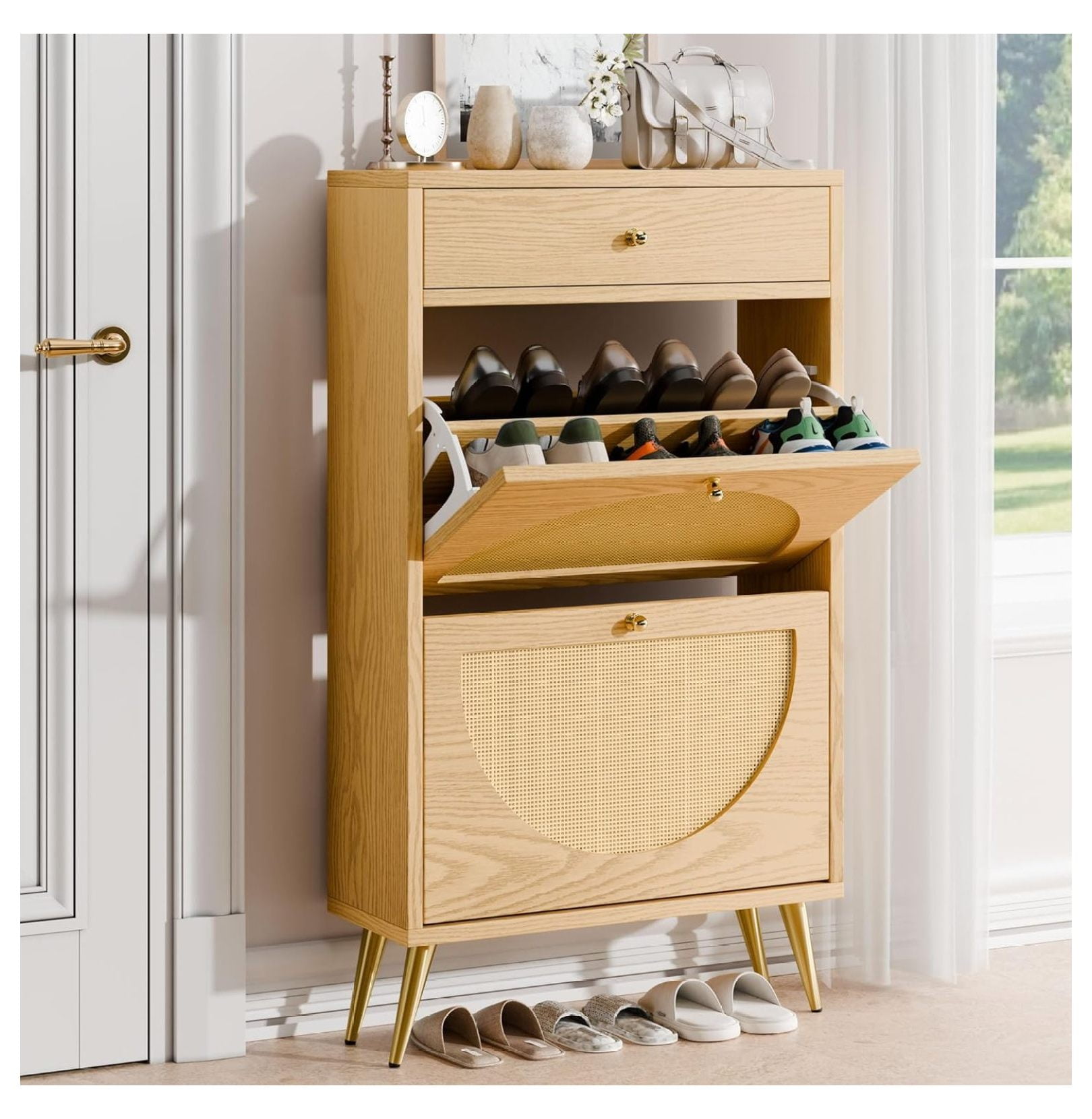 Shoe with 2 Drawers Shoe Storage with 1 Pull Drawer