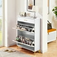 thumbnail image 1 of Shoe Cabinet with 2 Flip Drawers, Narrow Shoe Storage Cabinet, Shoe Rack Hidden for Entryway, Hallway, Living Room, White, 1 of 6