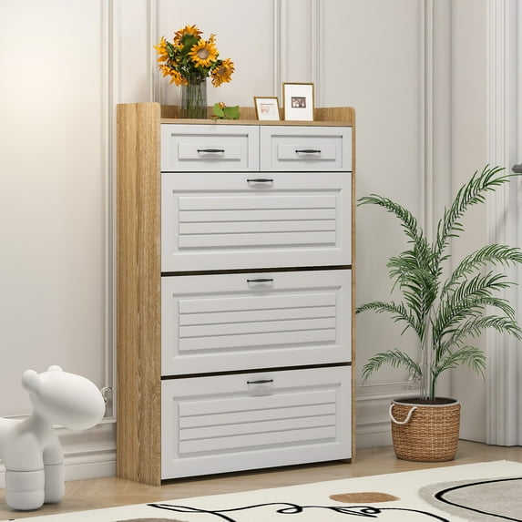 Shoe Cabinet with 3 doors 2 drawers,large space for storage