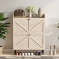 thumbnail image 1 of ANHDAH Shoe Cabinet with Flip Drawers, Freestanding Hidden Shoe Organizer for Entryway, Narrow Shoe Rack for Front Door Entrance (White Oak, 2-Tier), 1 of 7