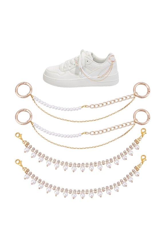 Shoe Chains Shoelace Charms Metal Sneaker Chain Layers Tassel Chain with Clasp Decoration Accessories for Women Ladies Sandals