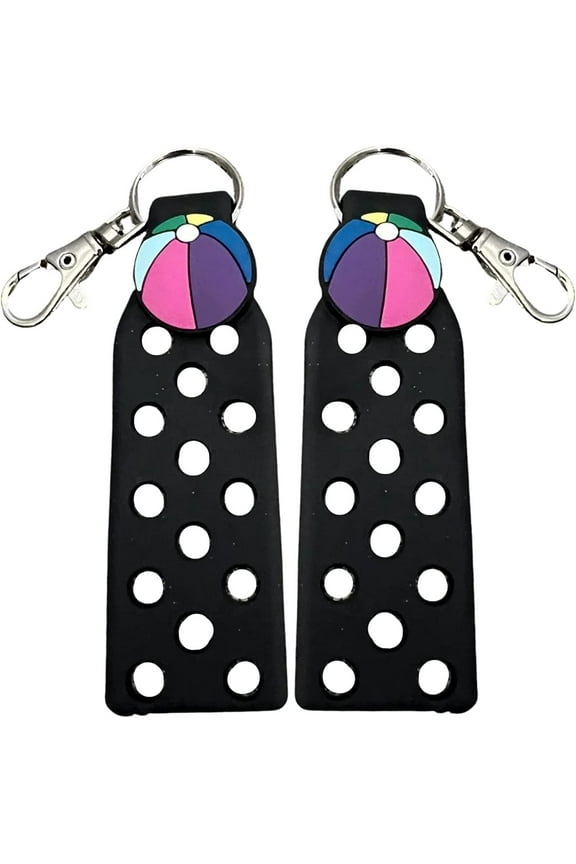 Shoe Charm Keychain Holder for Jibbutz Compatible with Croc Shoe Charms 2 pk Black 1 Charm Included with Each