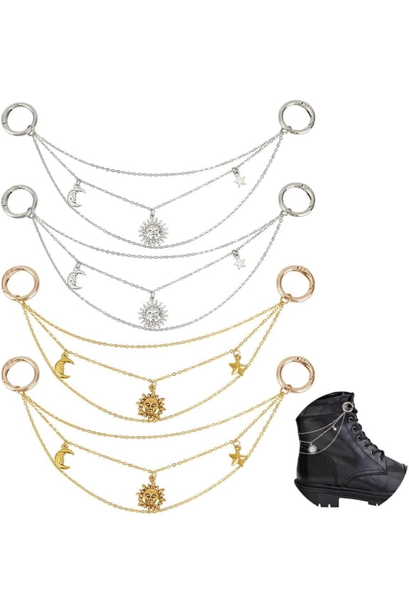 Shoe Charms Chains Shoelaces Strap Chains with Alloy Spring Gate Rings Sneaker Bag Handbags Charms Car Keychain for Canvas Shoes for DIY