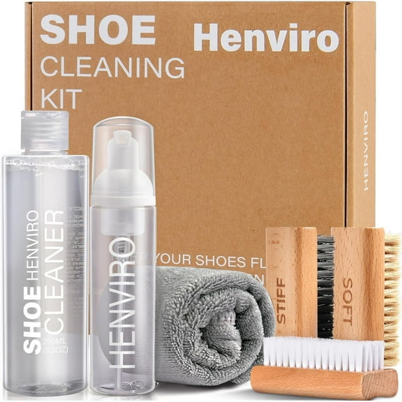 Shoe Cleaner Kit for Sneaker - 8.5 Oz Sneaker Cleaning Kit with Shoe Brushes & Towel, White Shoe Cleaner Kit, Suede Shoe Cleaner for Suede Leather Mesh Knit, White Shoe, and Most Materials