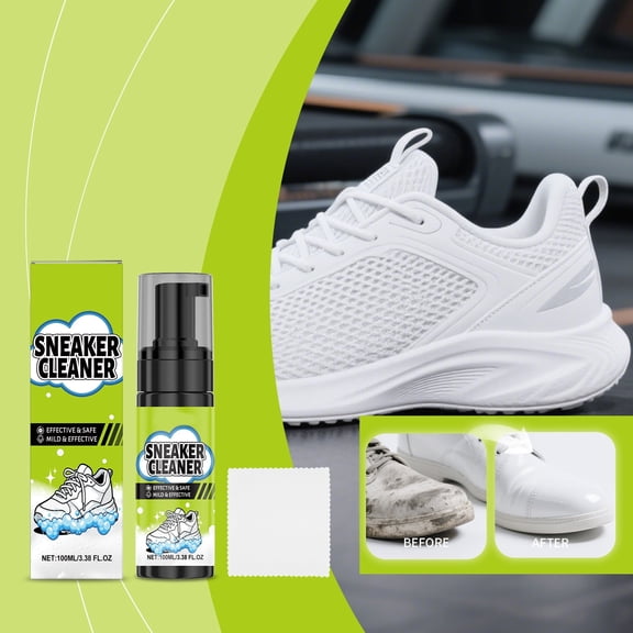 Shoe Cleaner – White Shoe Care | Foam Stain Removal, Gentle Fabric-, Easy Application, Cleaning Towel Included | 100ml | 2-Piece Set
