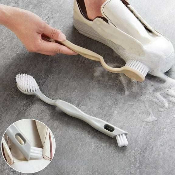 Shoe Cleaning Brush under $5! CQCYD Double Headed Shoe Brush, Long Handle Cleaning Brush for Shoes, Soft Bristle Household Shoe Washer, Ergonomic Non Slip Grip, Easy Clean Footwear Tool