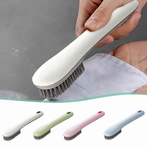 Shoe Cleaning Brush Soft Bristles | Long Handle Non-Damaging Shoe Scrubber for Leather, Suede, Fabric | Ergonomic | Durable, Versatile Footwear Care Tool | 7.5" Household Essential