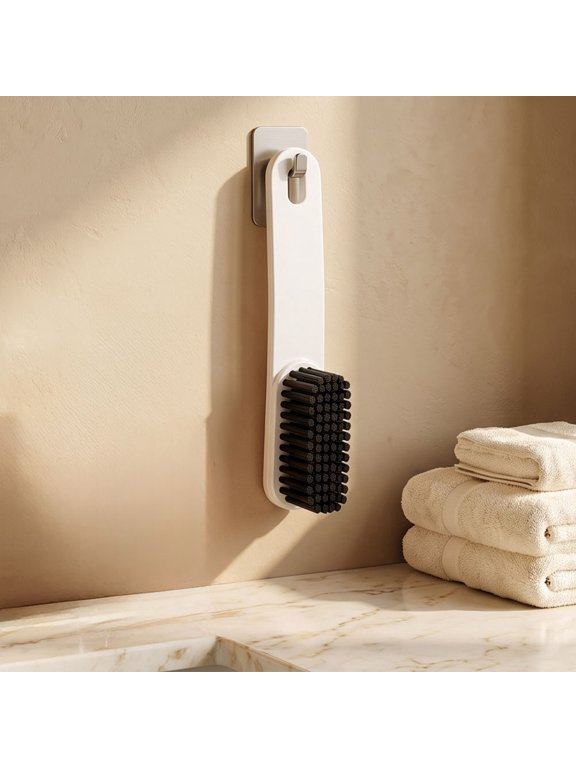 Shoe Cleaning Brush with Long Handle Dense Bristles and Hanging Hole for Sneakers Boots and Home Footwear Cleaning