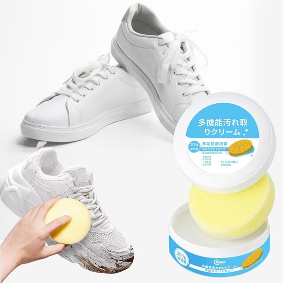 Shoe Cleaning Cream With Brush,200g Multifunctional White Shoe Polish And Decontamination Agent,Gentle Yet Effective Cleaner For Sports Shoes Sneakers Leather Canvas Bags And Car Interiors-blue