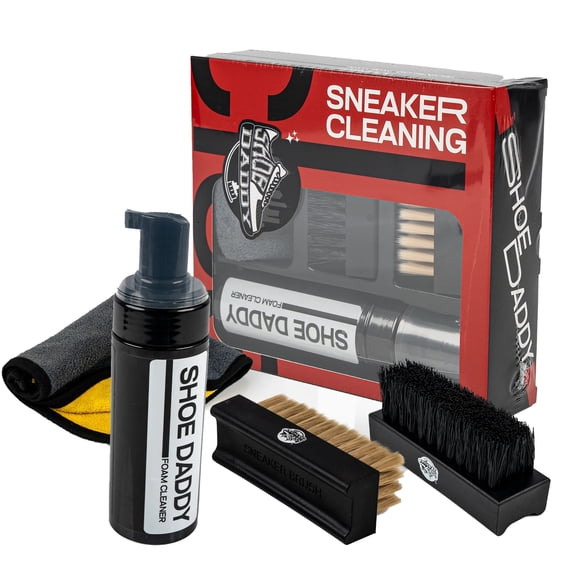 Shoe Daddy Premium Sneaker Cleaner Kit - Foam Shoe Cleaner With Soft And Stiff Brushes & Microfiber Towel