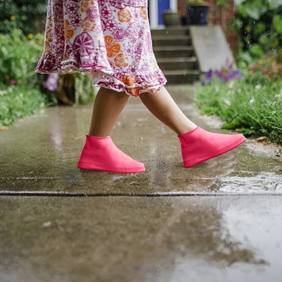 Shoe Cover for Rain Day and Outdoors Silicone Overshoes Protectors Reusable for Wet and Conditions, L, Red