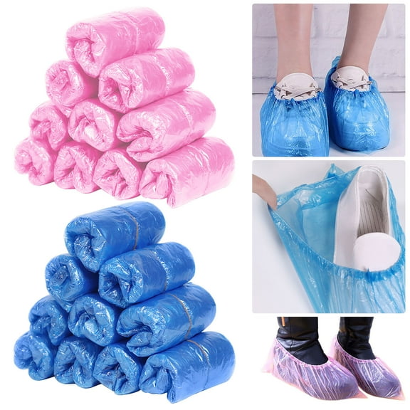 Shoe Covers,100pcs Disposable Plastic Shoe Covers Waterproof Overshoes Non Slip Boot Covers for Carpet Cleaning Home Renovation Travel Outdoor Protective Use