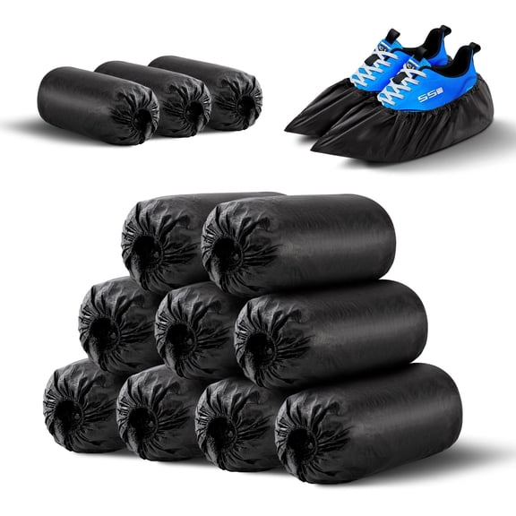 Shoe Covers Disposable Non Slip For Indoors 100Pack(50 Pairs) Waterproof Shoes Protector Cover Durable Boot Booties Covers Fits up to size 11 US Men and 13 US Women,Large,Black