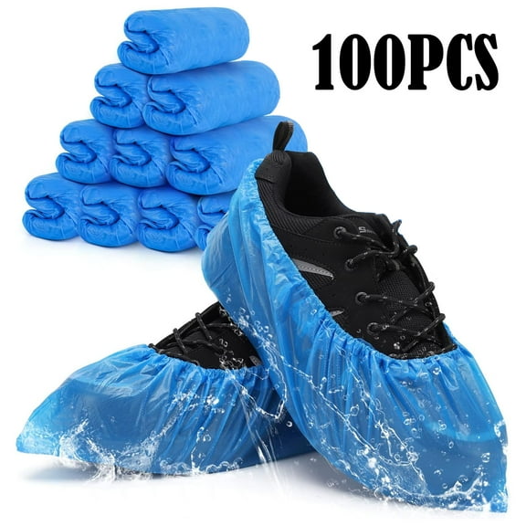 Shoe Covers Disposable Non Slip for Indoors Pack of 100 (50 pairs) Recyclable Shoe Booties Waterproof Shoe & Boot Covers Durable Shoe Protectors Covers One Size Fits Most Blue