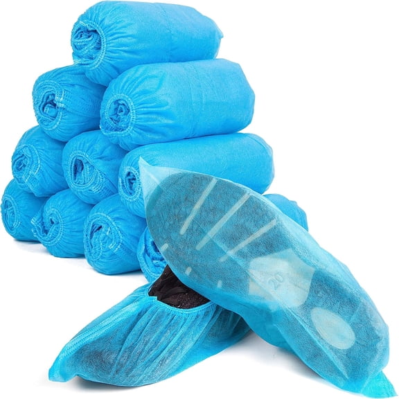 Shoe Covers Disposable Non Slip – Scheam Blue 100 Pack Booties for Shoes Covers – Non-Woven Fabric Boot Covers 50 Pairs Shoe Covers for Indoors Unisex one size fit