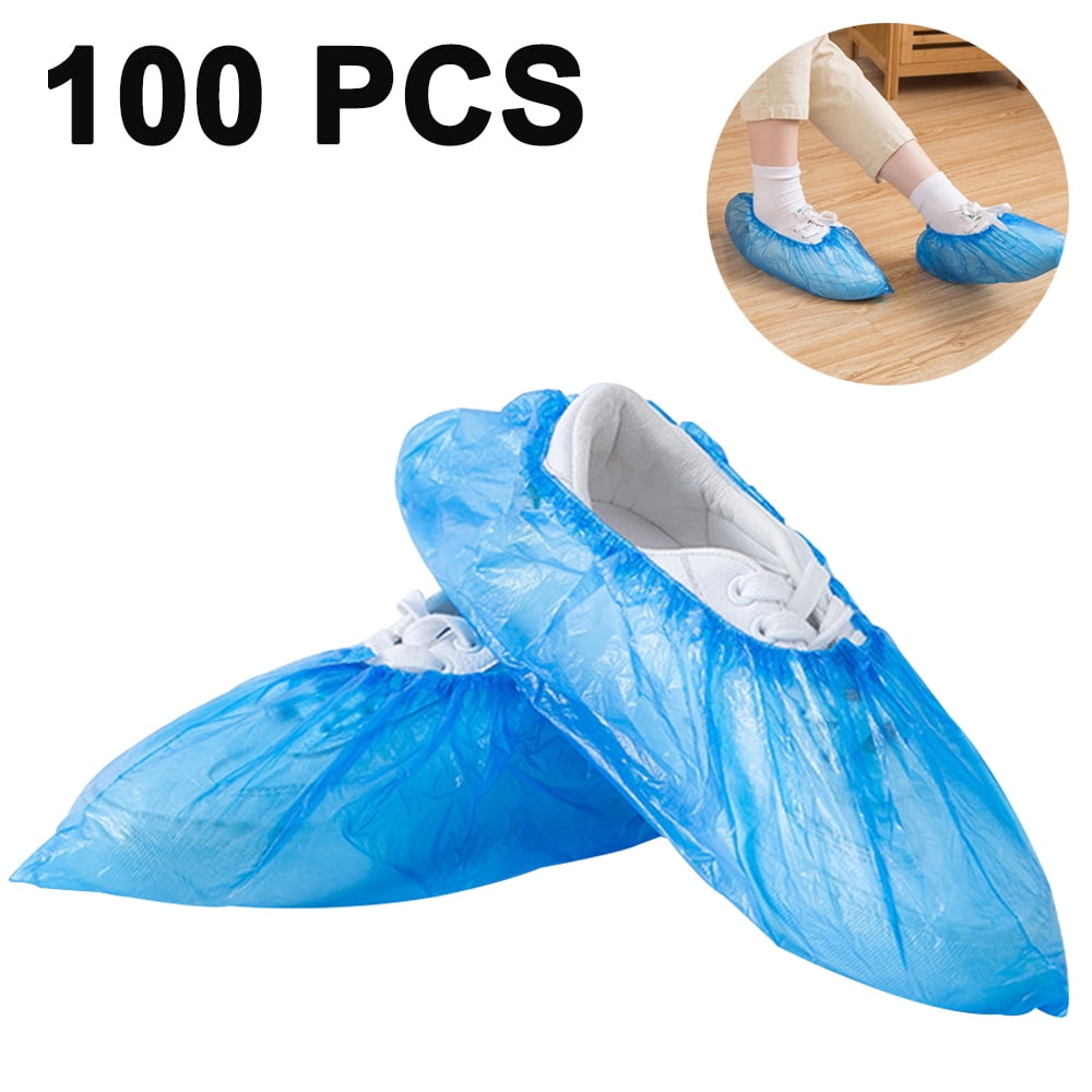 Shoe Covers Disposable Non-slip for Indoors -100 Pack (50 Pairs) Waterproof Premium CPE Booties Shoes Protectors Coverings for Construction, Offices, Indoor Floor Carpet Protection