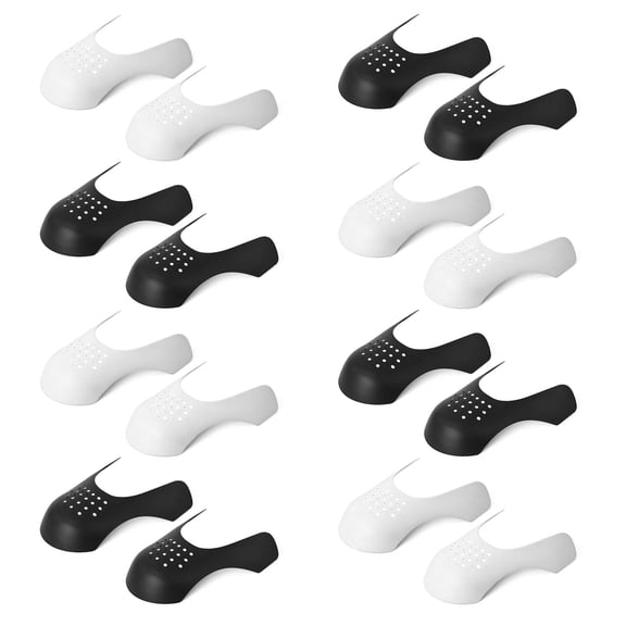 Shoe Crease Protectors, 8 Pairs for Men & Women, Fits US 5-8, Black & White, Anti-Wrinkle Toe Box Guards for Sneakers