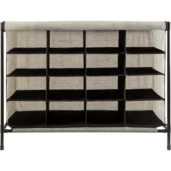 Shoe Cubby, 16 Compartment, Black (23200-BLACK)