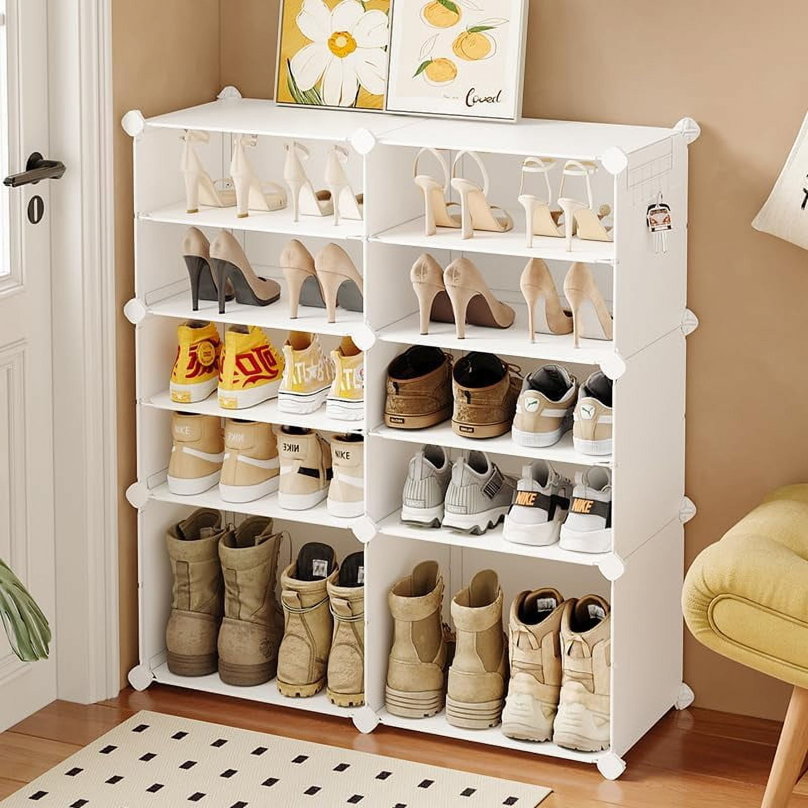 Shoe Cubby Storage for Closet,24 Pair Shoe Rack,6 Tier Portable Shoe ...