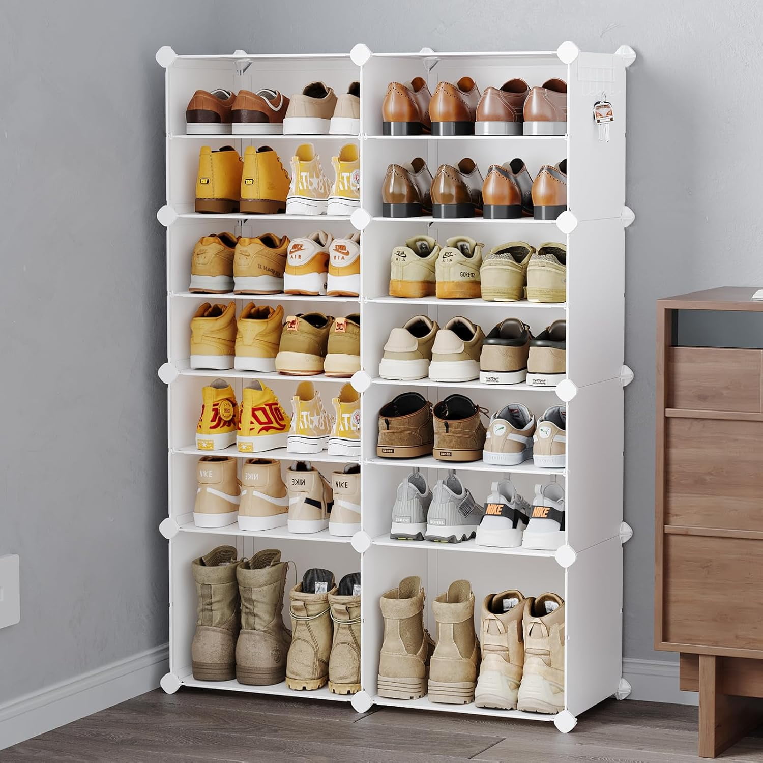Shoe Cubby Storage for Closet,32 Pair Shoe Rack,8 Tier Portable Shoe ...