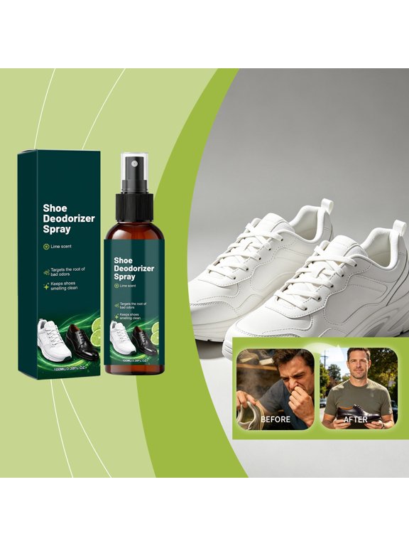 Shoe Deodorizer Spray, Odor Eliminator for Sneakers Boots, Removes Smell Freshens for Shoe Cabinet Gym Bag Footwear, 3.38 fl oz