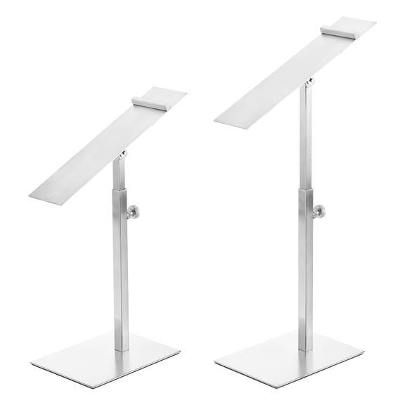 Shoe Display Stand 2 Pack Adjustable Height Shoe Risers Metal Countertop for Home Retail Store Supplies Silver