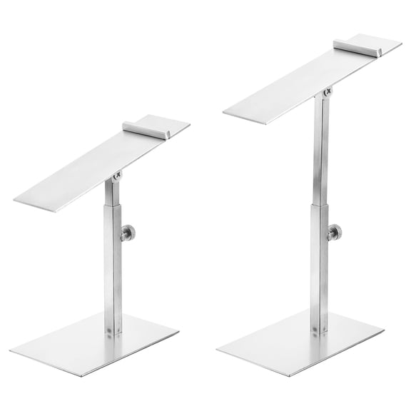 Shoe Display Stand 2 Pack Adjustable High Heel Shoe Risers Metal Shoe Rack for Home Retail Store Supplies Silver