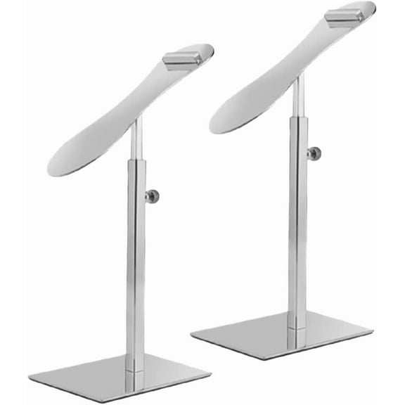 Shoe Display Stand Silver, Risers Stand Countertop Adjustable Shoe Rack Retail Supplies Stainless Steel Shoe Display, 2 Sets of Shoe Rack