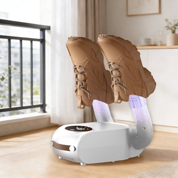 Shoe Dryer Electric Boot Dryer with Smart Timer, Foldable Shoe Warmer for Wet Boots Gloves, Constant Temperature Sterilization Deodorizer for Home Use, 10.7x7", White