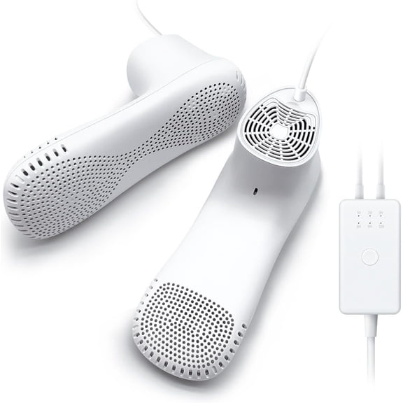 Shoe Dryer and Deodorizer with Timer - Shoes Boots Socks Gloves Dryer Warmer, Adult-Foot-Shaped | No Noise | Wire | Plug (PM20)