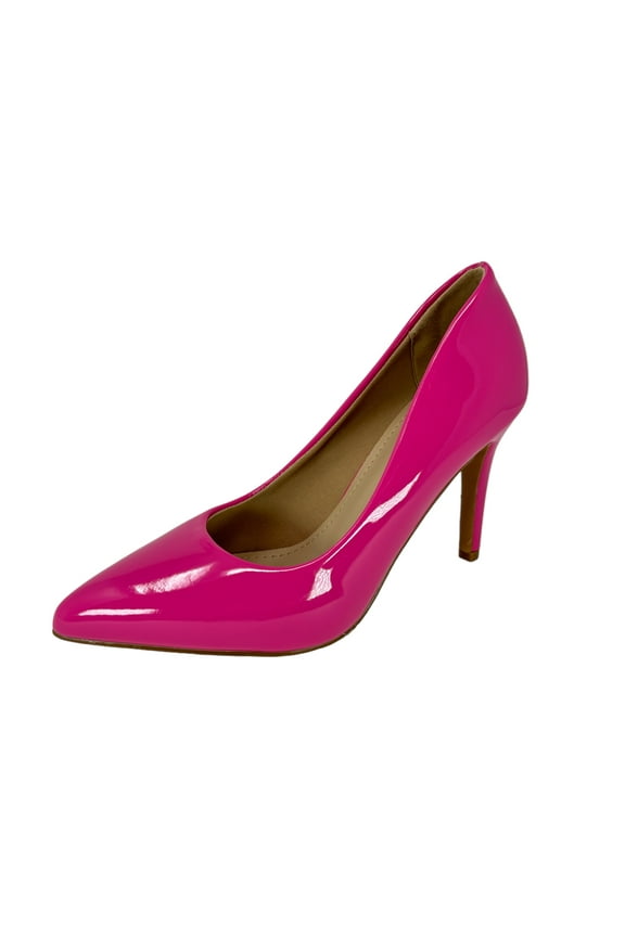 | Women Trendy Pumps, Pointed Toe High Heel 4 inch/10cm Party Stiletto Heels Shoes Fuchsia/Pat, 8.5