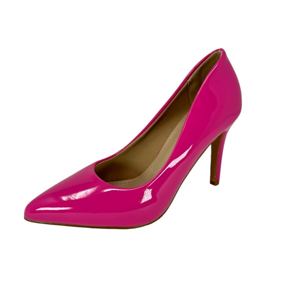 Shoe Fash | Women Trendy Pumps, Pointed Toe High Heel 4 inch/10cm Party Stiletto Heels Shoes Fuchsia/Pat, 8.5