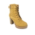 thumbnail image 1 of Shoe Fash Womens Quilted Lace Up Chunkly Heel Ankle Boots, Camel, 10, 1 of 3