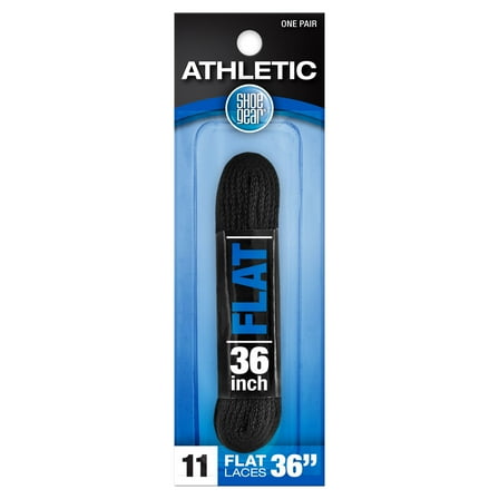 Shoe Gear Athletic Flat Laces for Men and Women, Polyester, Black, 36"