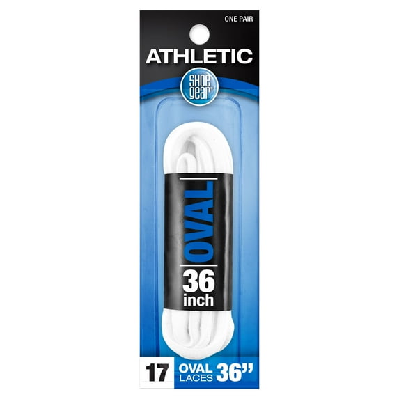 Shoe Gear Athletic Oval Laces for Men and Women, Polyester, White, 36"