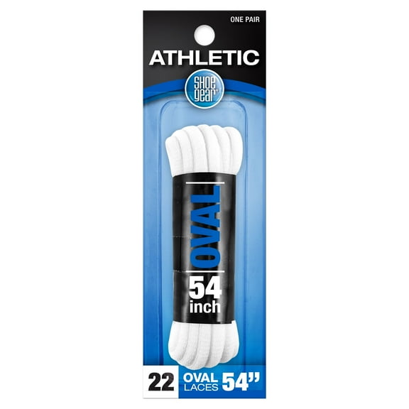 Shoe Gear Athletic Oval Laces for Men and Women, Polyester, White, 54", One Size
