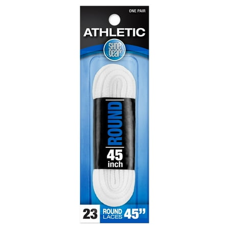 Shoe Gear Athletic Round Laces for Men and Women, Polyester, White, 45"