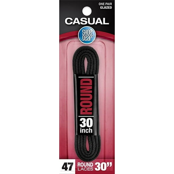 Shoe Gear Casual Glaze Shoe Laces Unisex 47 Round Laces 30", Black
