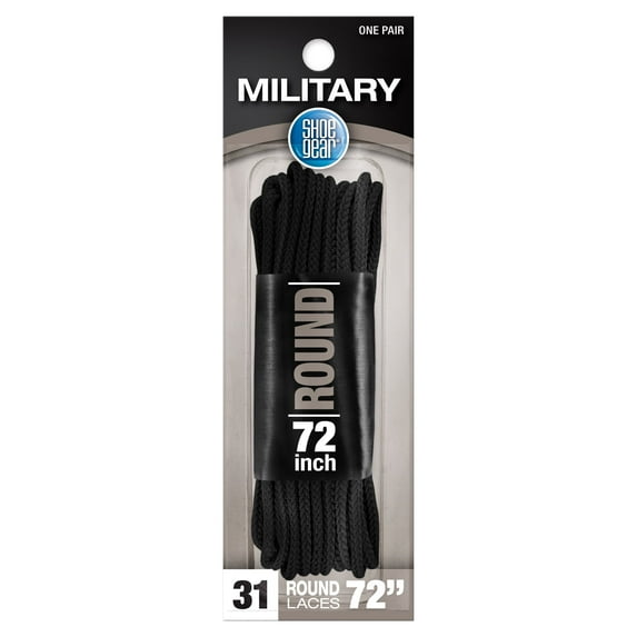 Shoe Gear Military Boot Lace for Men and Women, Nylon, 72" Length, 1 Pair, Black