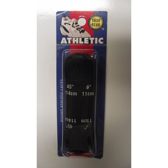 Shoe Gear Round Athletic Laces, Black, 45", Adults, Seniors, Teens, One Size