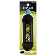Shoe Gear Round Hiker Boot Lace for Men and Women, Polyester, Black, 45"