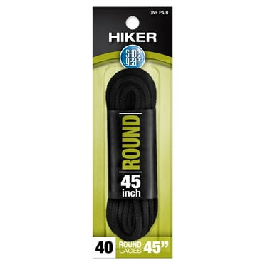 Shoe Gear Round Hiker Boot Lace for Men and Women, Polyester, Black, 45"