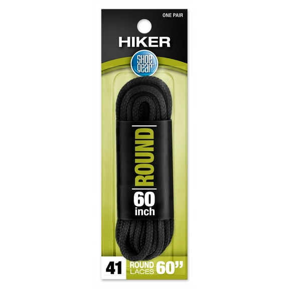 Shoe Gear Round Hiker Boot Shoe Lace for Men and Women, Polyester, Black, 60"