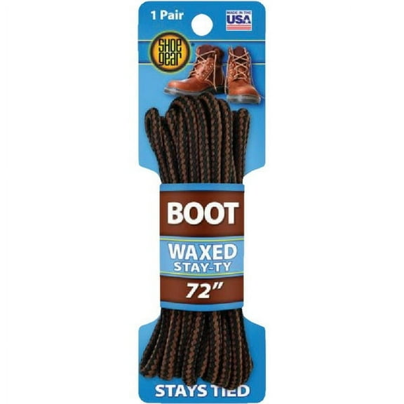 Shoe Gear Waxed Boot Laces - 72" Brown/Brown for Footwear Maintenance
